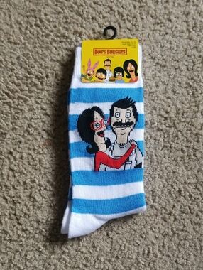 Bob's Burgers Blue & White Stripe Crew Socks